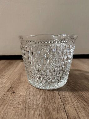 Vintage Indiana Glass Diamond Point Clear Glass Bar Ice Bucket/bowl Circa 1960’s
